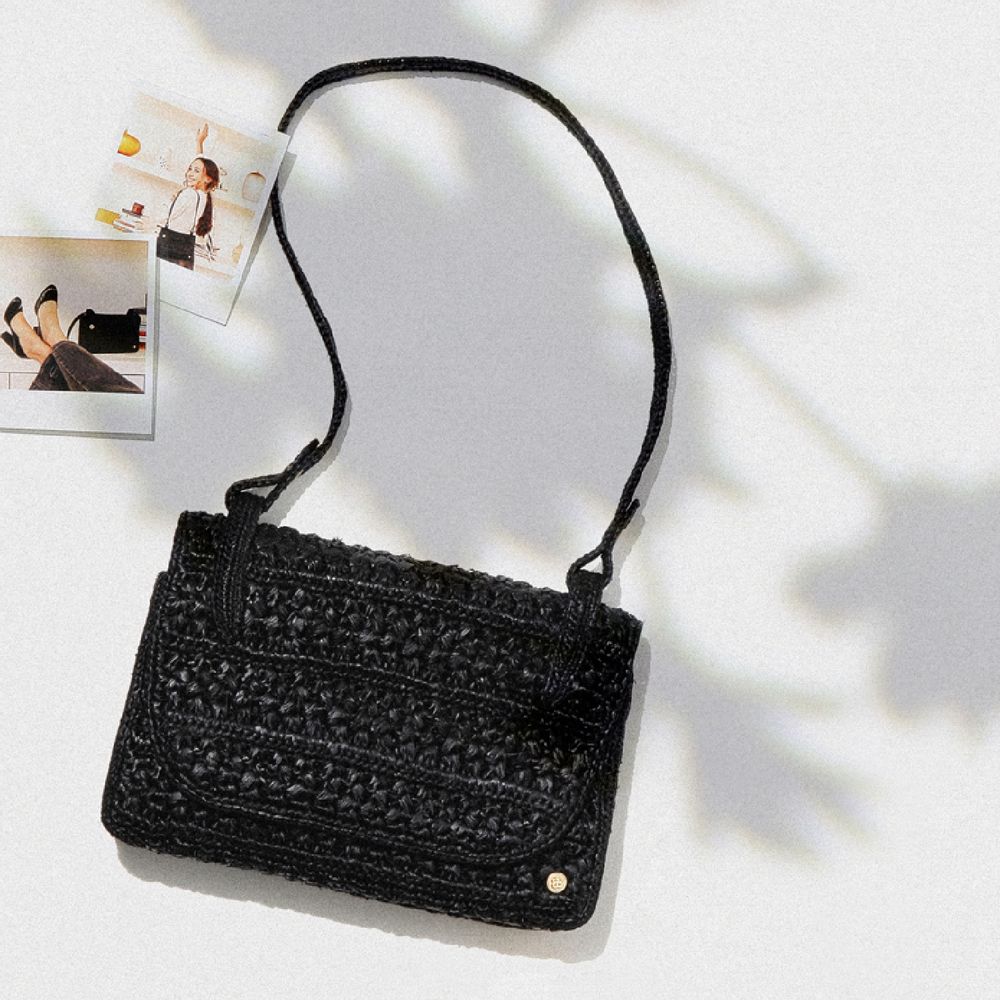 Bags and totes - AVA Raffia Crochet Shoulder Bag - SANABAY PARIS