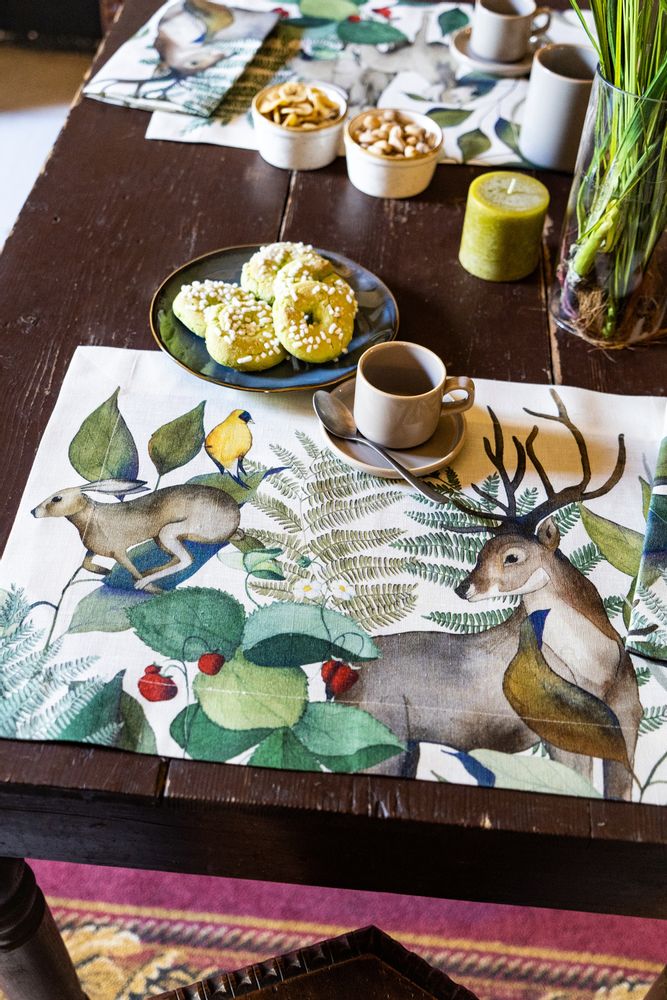 Kitchen linens - "Caccia" Linen Breakfast Set - NAPKING BY BELLAVIA