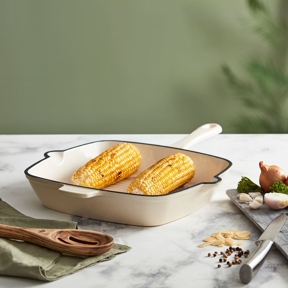 Frying pans - Barbary & Oak Foundry 23cm Square Cast Iron Grill Pan - RKW LTD - BARBARY & OAK