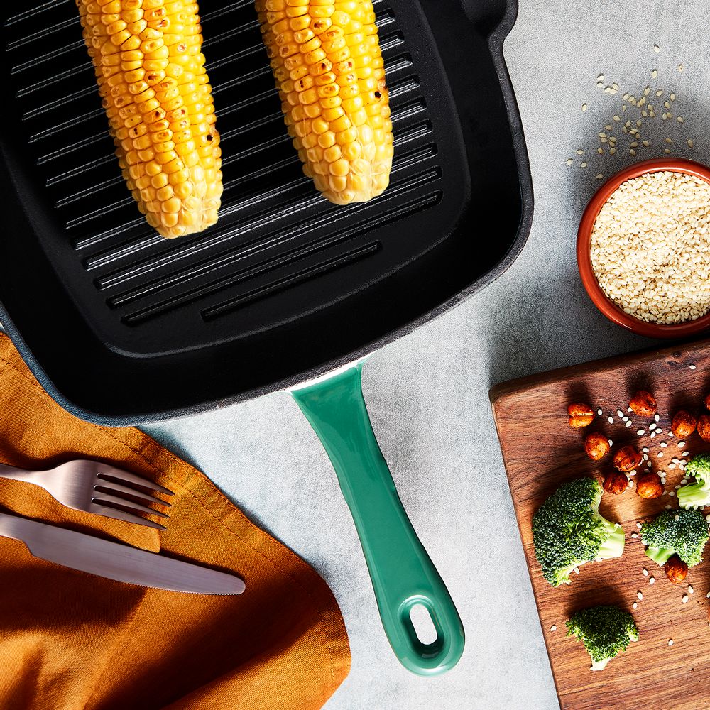 Frying pans - Barbary & Oak Foundry 23cm Square Cast Iron Grill Pan - RKW LTD - BARBARY & OAK