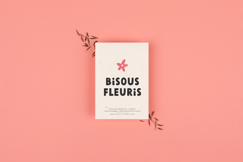 Carterie - Bisous fleuris – Sachets de graines à offrir - LA FABRIQUE À SACHETS
