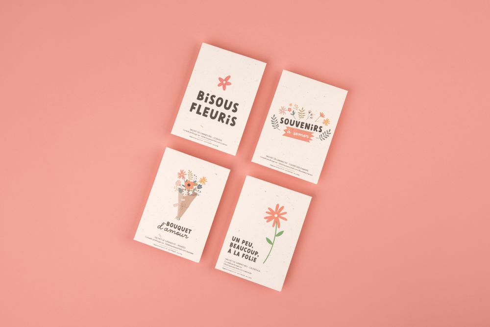 Carterie - Bisous fleuris – Sachets de graines à offrir - LA FABRIQUE À SACHETS