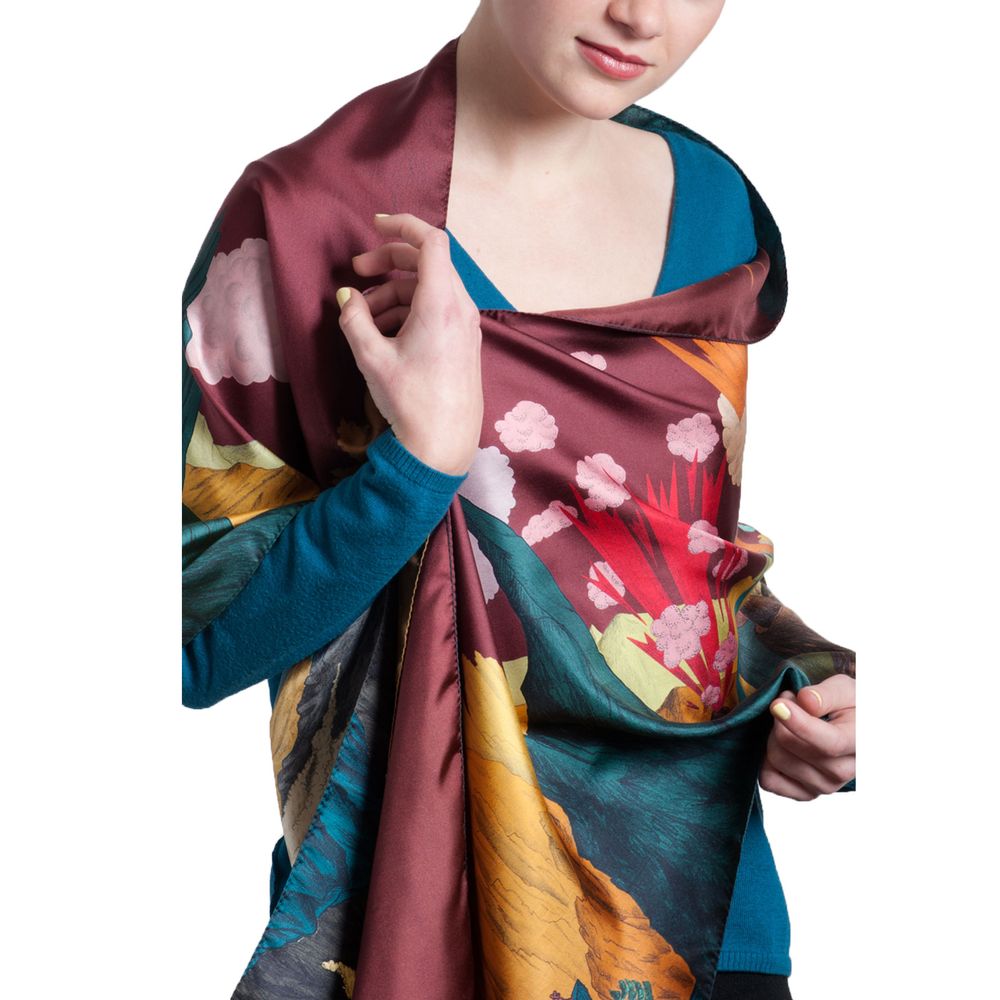 Gifts - Silk twill scarves, “Volcans” collection plum sky - two sizes - artist's scarf - CÉLINE DOMINIAK