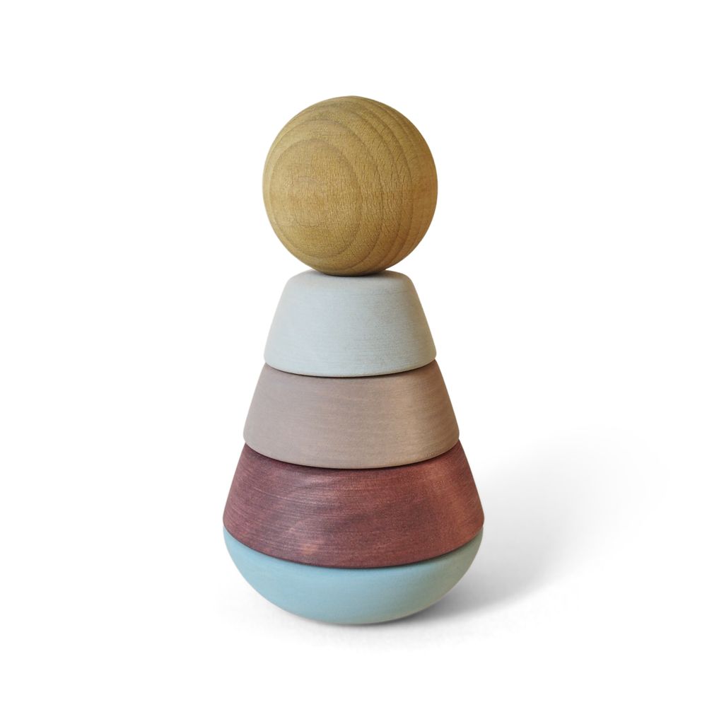 Jouets enfants - Tour empilable en bois - Pastel et Forêt - BRIKI VROOM VROOM