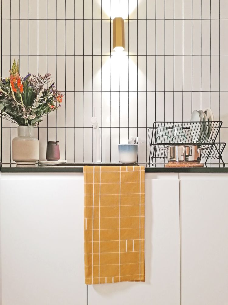 Torchons textile - Essuie de vaisselle BLOCK WINDOW GRID or - KVP - TEXTILE DESIGN