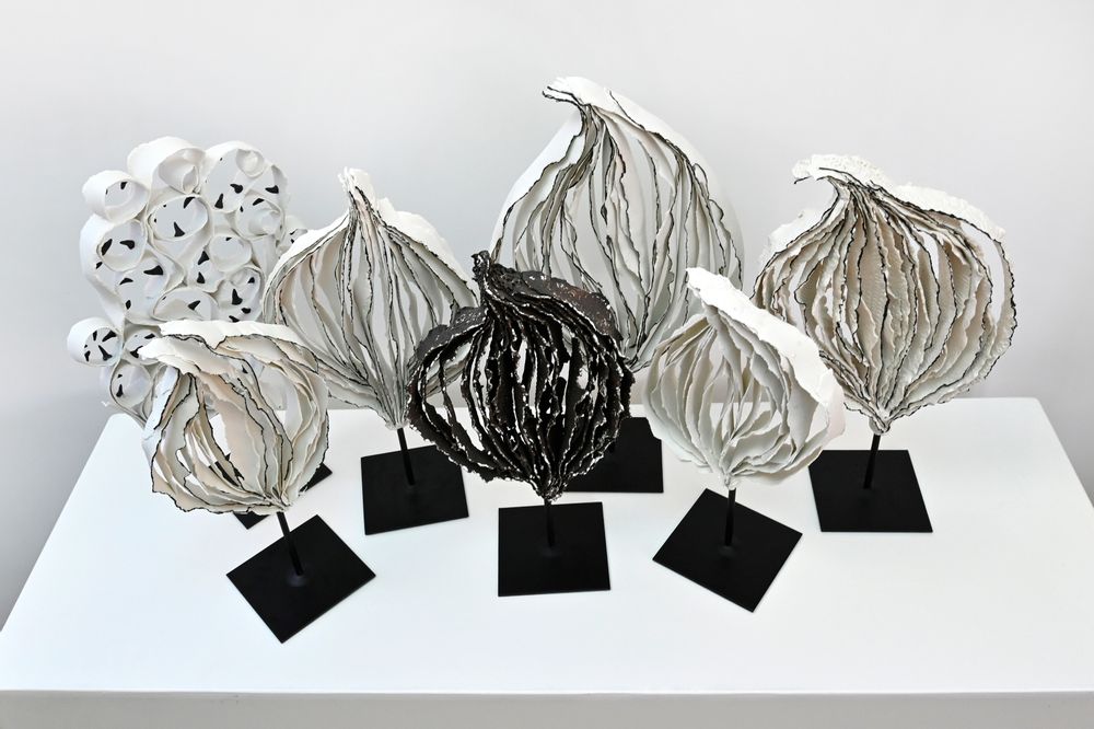 Sculptures, statuettes et miniatures - Sculpture Arbre Grès noir avec Email blanc. - GUENAELLE GRASSI