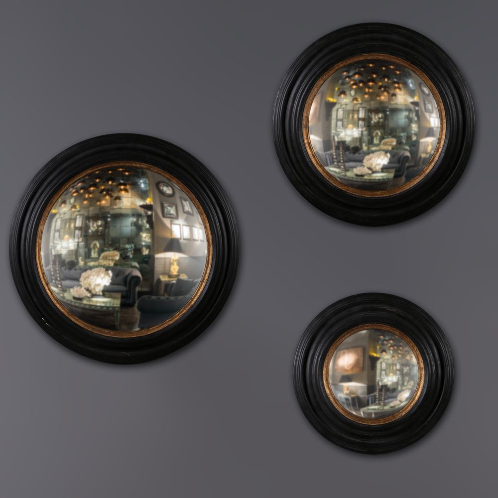 Paintings - Set of 3 Round Convex Mirrors Framed - ATELIERS C&S DAVOY