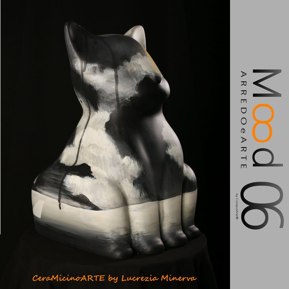 Pièces uniques - Bianca Miao - CeraMicinoARTE - une statuette de chat - Pièce d'art unique créée par Lucrezia Minerva - MOOD06 ARREDO E ARTE BY COMPUTARTE®