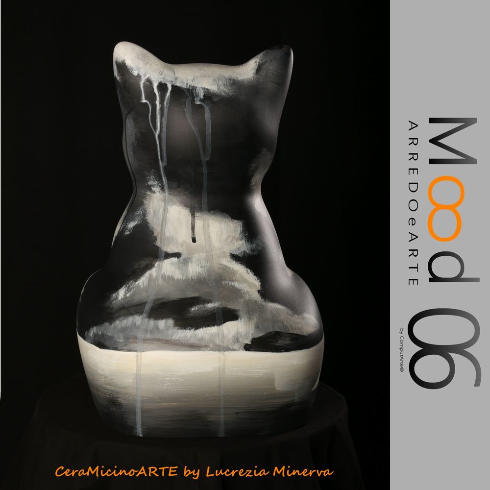 Pièces uniques - Bianca Miao - CeraMicinoARTE - une statuette de chat - Pièce d'art unique créée par Lucrezia Minerva - MOOD06 ARREDO E ARTE BY COMPUTARTE®