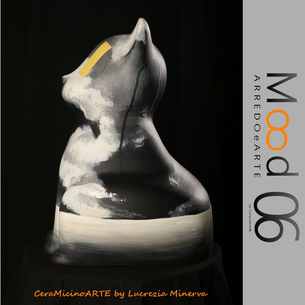 Pièces uniques - Bianca Miao - CeraMicinoARTE - une statuette de chat - Pièce d'art unique créée par Lucrezia Minerva - MOOD06 ARREDO E ARTE BY COMPUTARTE®