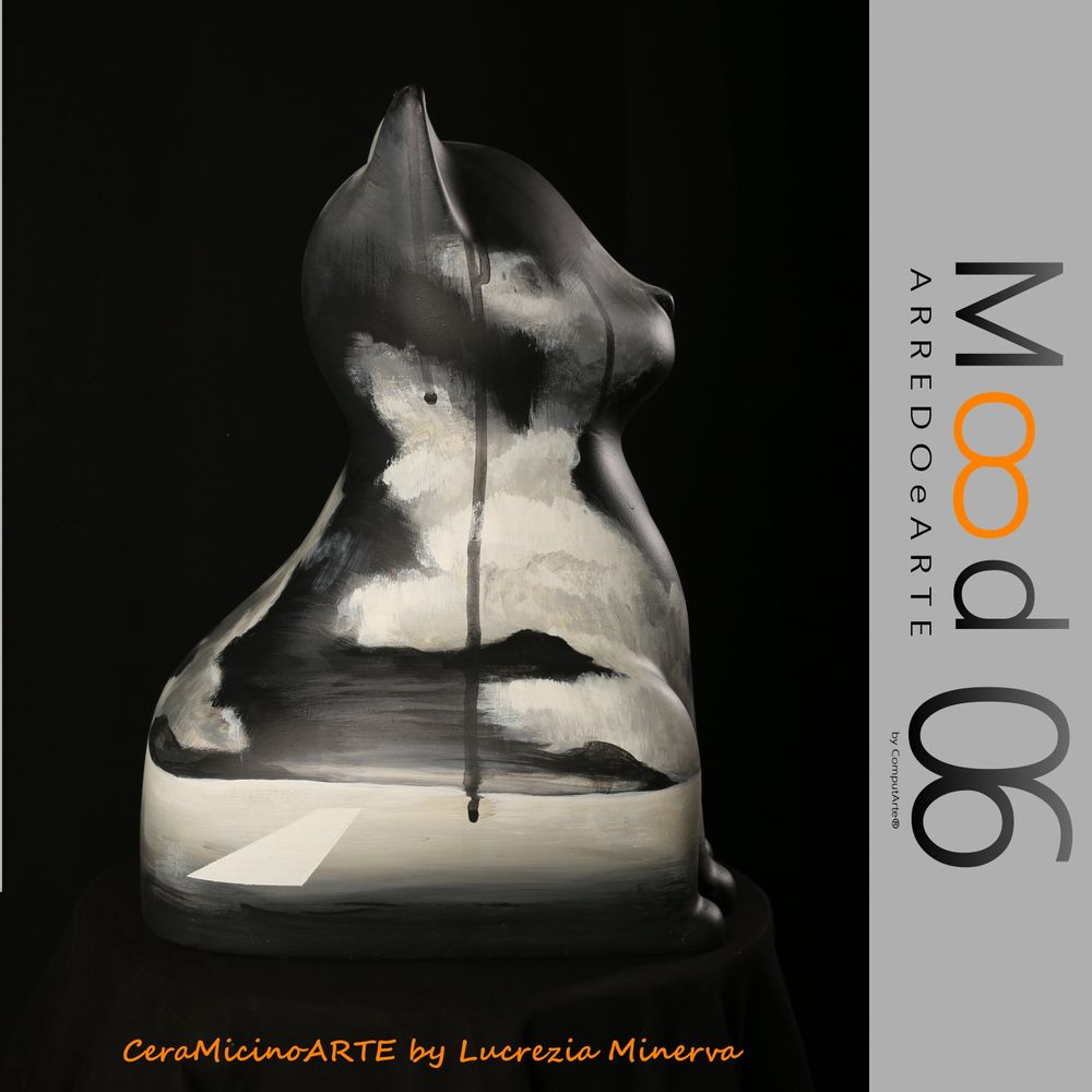 Pièces uniques - Bianca Miao - CeraMicinoARTE - une statuette de chat - Pièce d'art unique créée par Lucrezia Minerva - MOOD06 ARREDO E ARTE BY COMPUTARTE®
