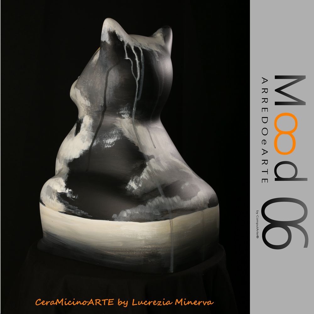 Pièces uniques - Bianca Miao - CeraMicinoARTE - une statuette de chat - Pièce d'art unique créée par Lucrezia Minerva - MOOD06 ARREDO E ARTE BY COMPUTARTE®
