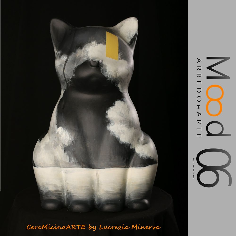 Pièces uniques - Bianca Miao - CeraMicinoARTE - une statuette de chat - Pièce d'art unique créée par Lucrezia Minerva - MOOD06 ARREDO E ARTE BY COMPUTARTE®