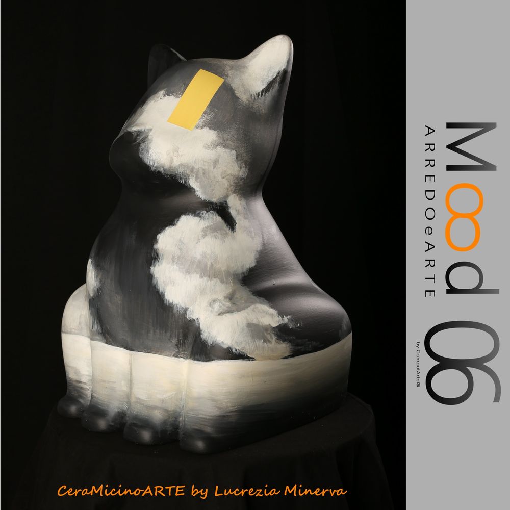 Pièces uniques - Bianca Miao - CeraMicinoARTE - une statuette de chat - Pièce d'art unique créée par Lucrezia Minerva - MOOD06 ARREDO E ARTE BY COMPUTARTE®