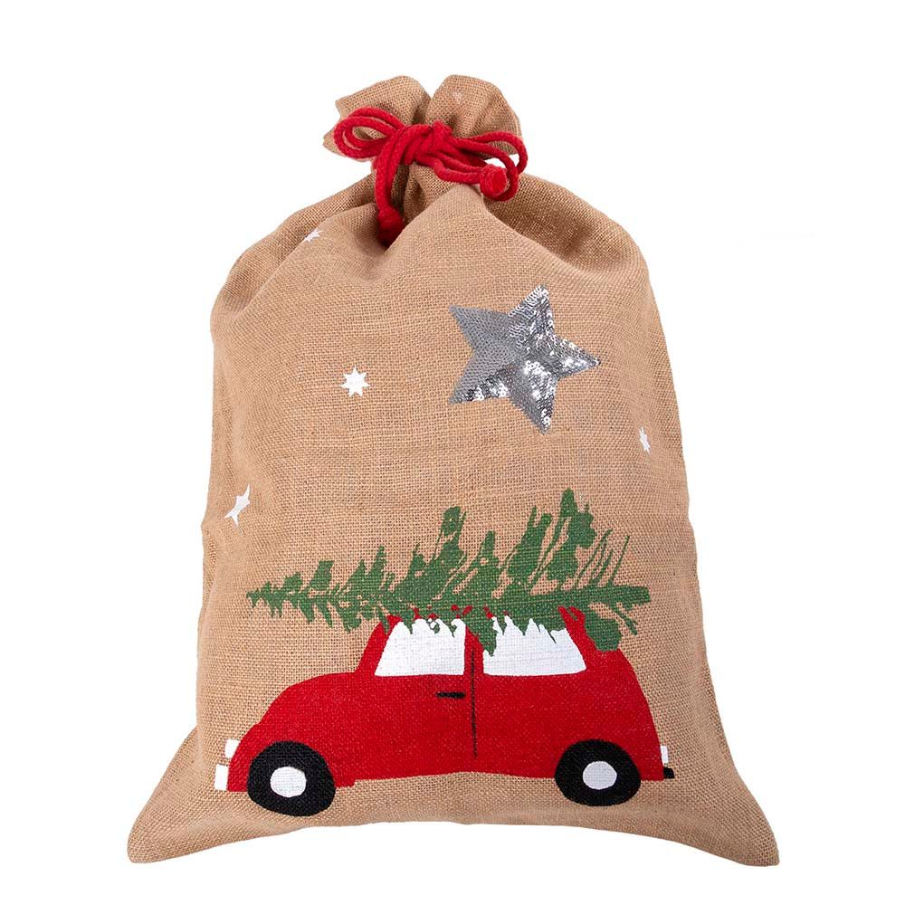 Guirlandes et boules de Noël - XL sac cadeau - jute - 45x70cm - ARTEBENE