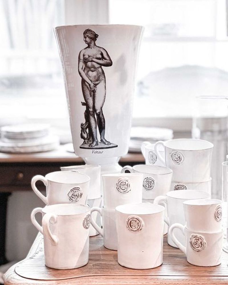 Ceramic - Letter seal mug - White ceramic letter cup - CARRON PARIS