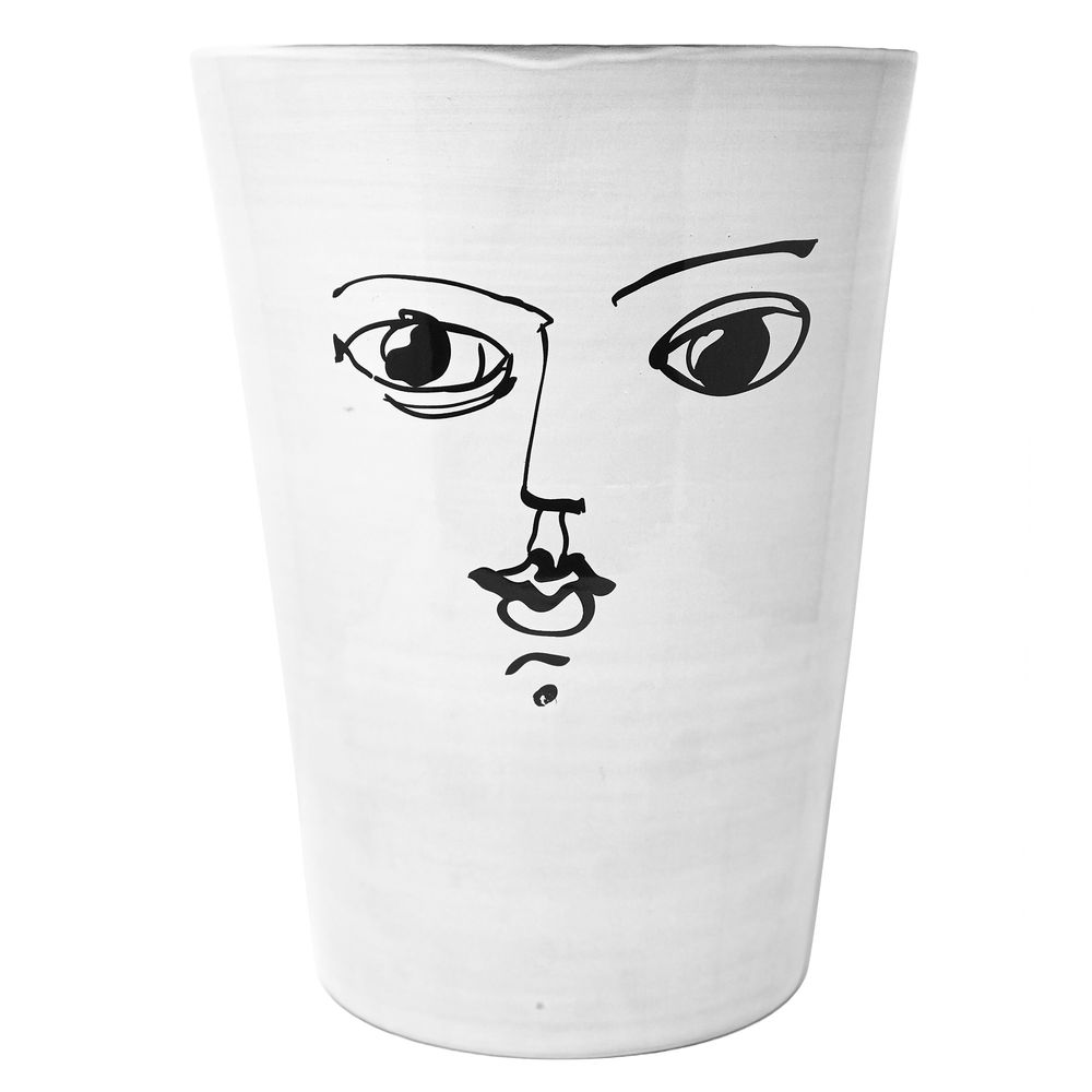 Flower pots - Visage vase Moon, Toi et Moi - White ceramic pot - CARRON PARIS