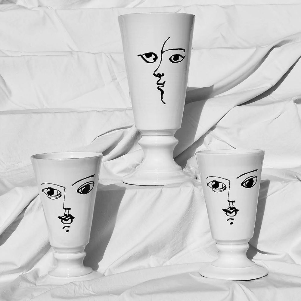 Flower pots - Visage vase Moon, Toi et Moi - White ceramic pot - CARRON PARIS