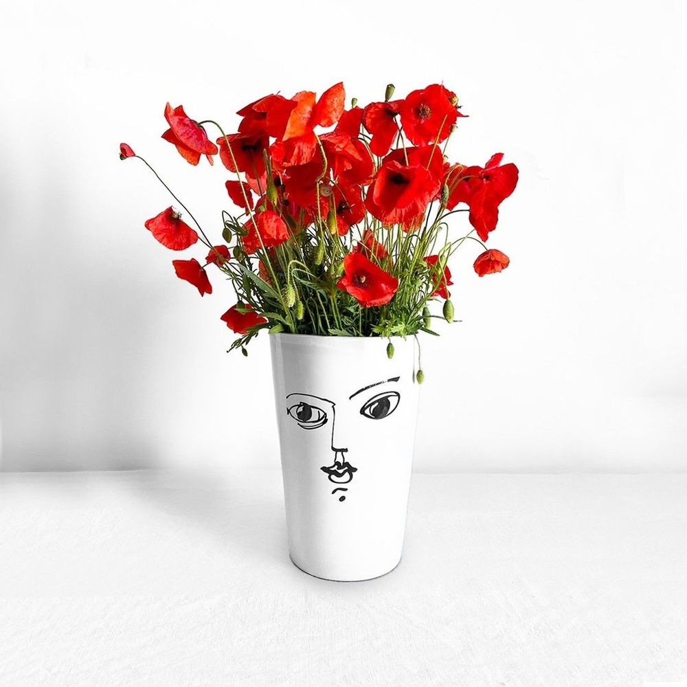Flower pots - Visage vase Moon, Toi et Moi - White ceramic pot - CARRON PARIS