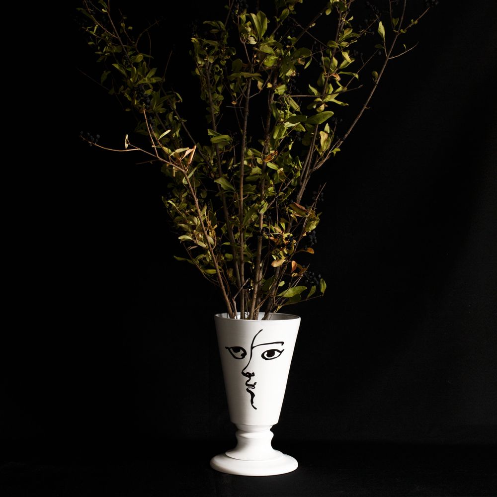 Flower pots - Visage vase Moon, Toi et Moi - White ceramic pot - CARRON PARIS