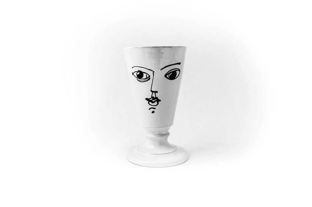 Flower pots - Visage vase Moon, Toi et Moi - White ceramic pot - CARRON PARIS