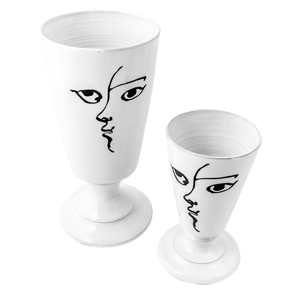 Flower pots - Visage vase Moon, Toi et Moi - White ceramic pot - CARRON PARIS