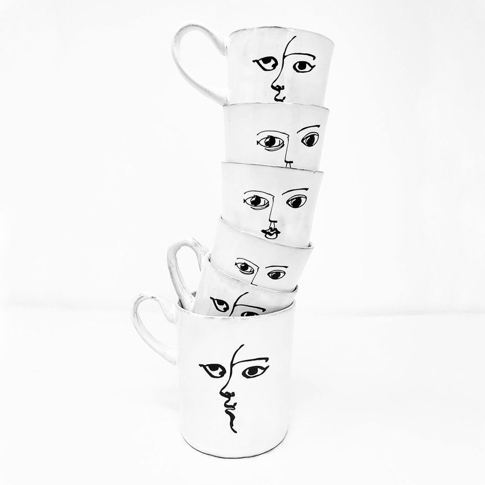 Céramique - Mug Illustré en céramique blanche - CARRON PARIS