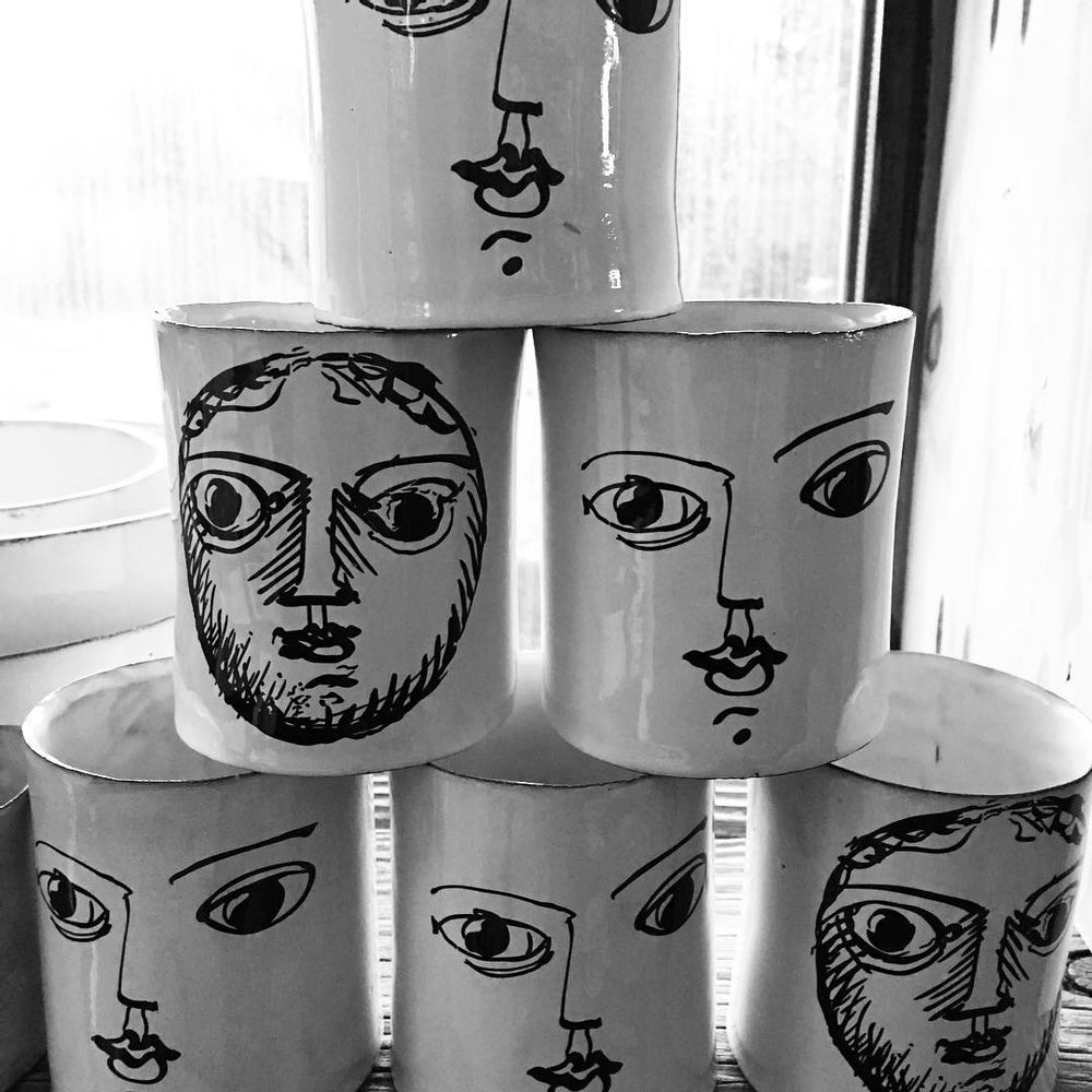 Céramique - Mug Illustré en céramique blanche - CARRON PARIS