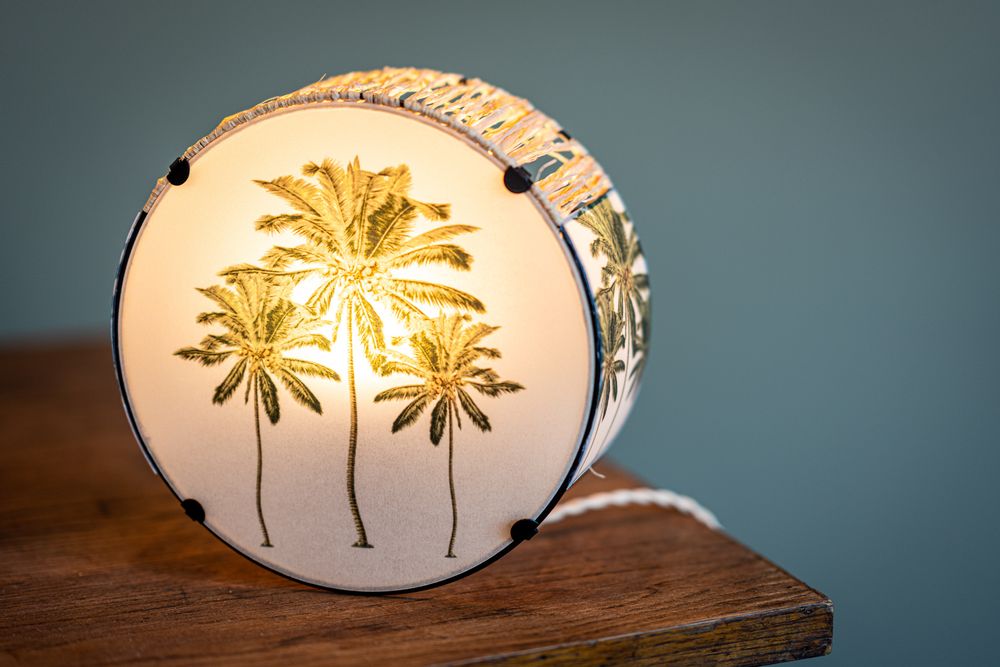 Wall lamps - UNIQUE PIECE WALL LAMP print and RAFFIA - ZARALOBO