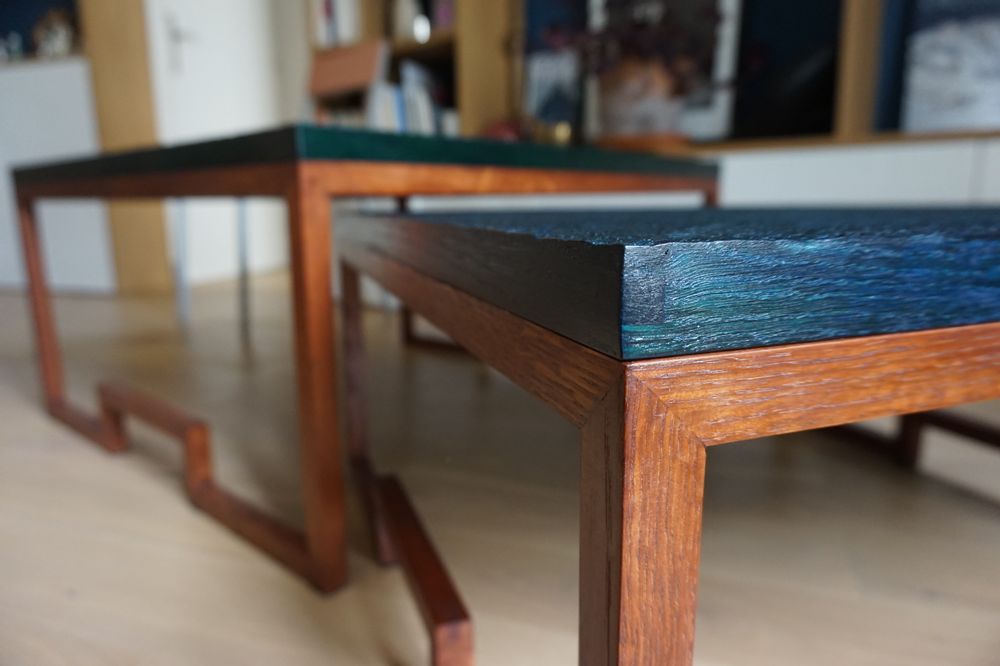 Coffee tables - Jean Bleu - ABEL ARTISANS CRÉATEURS