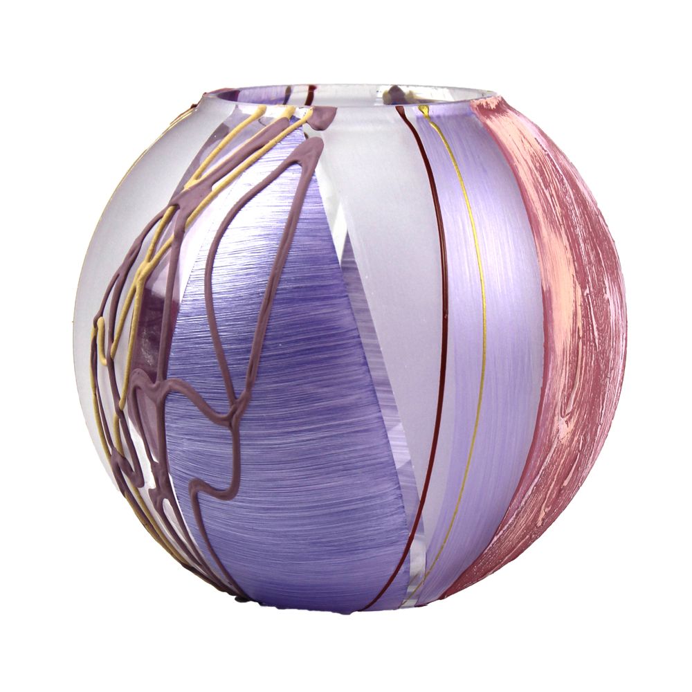 Vases - Round Glass Vase Decorated with Art for Flowers - 7ART SP. Z O.O.