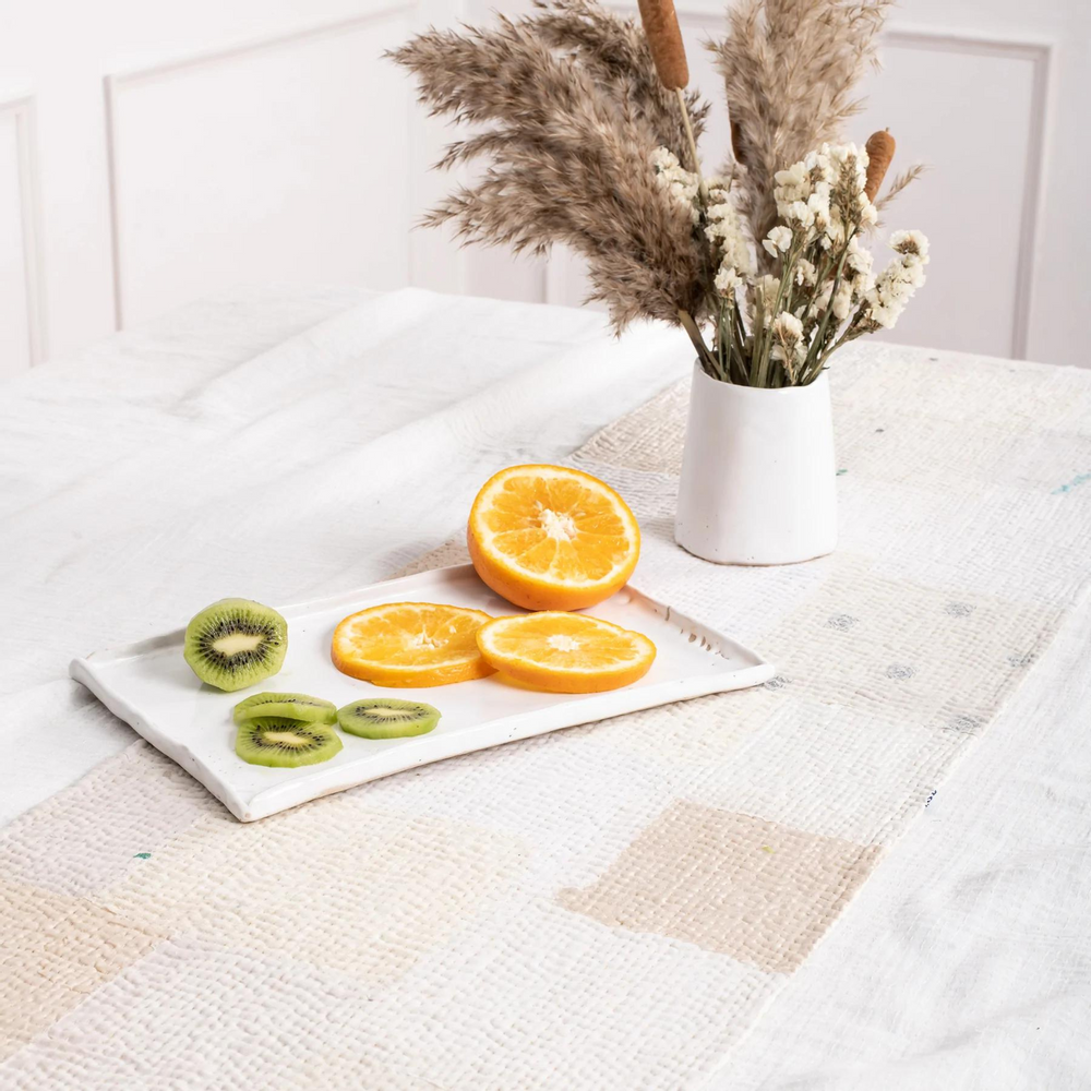 Linge de table textile - Chemin de table Kantha vintage fait main Mosaic Fray - MAISON MIEKO