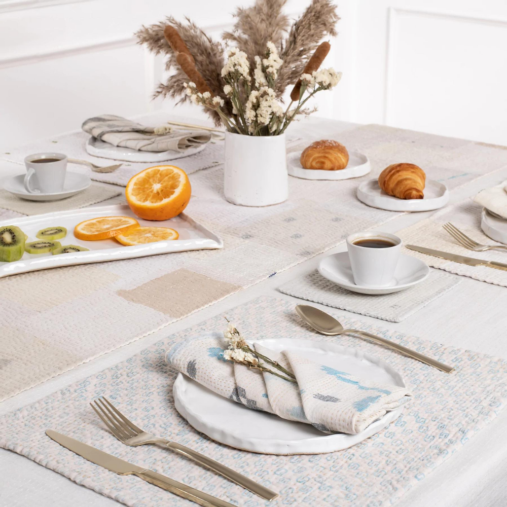 Linge de table textile - Chemin de table Kantha vintage fait main Mosaic Fray - MAISON MIEKO