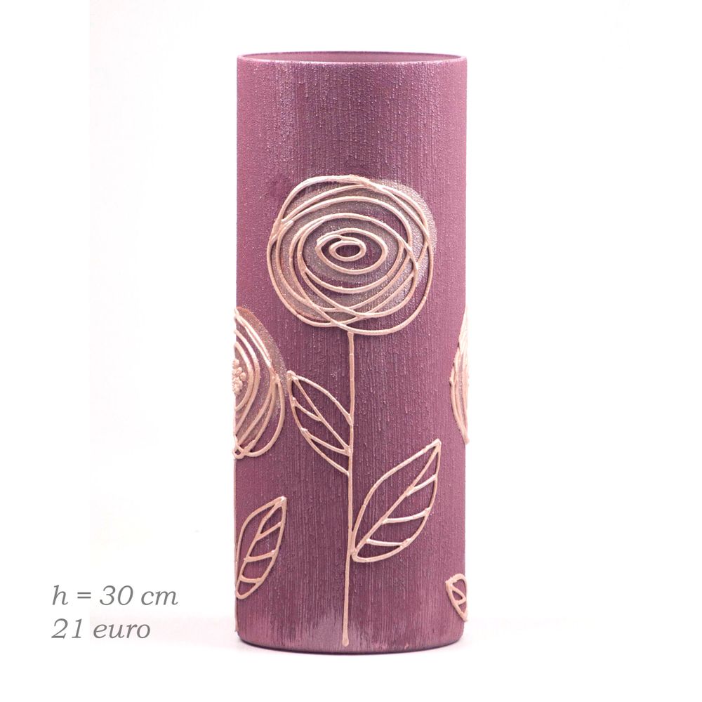 Vases - Art decorated glass cylinder vase for flowers - 7ART SP. Z O.O.