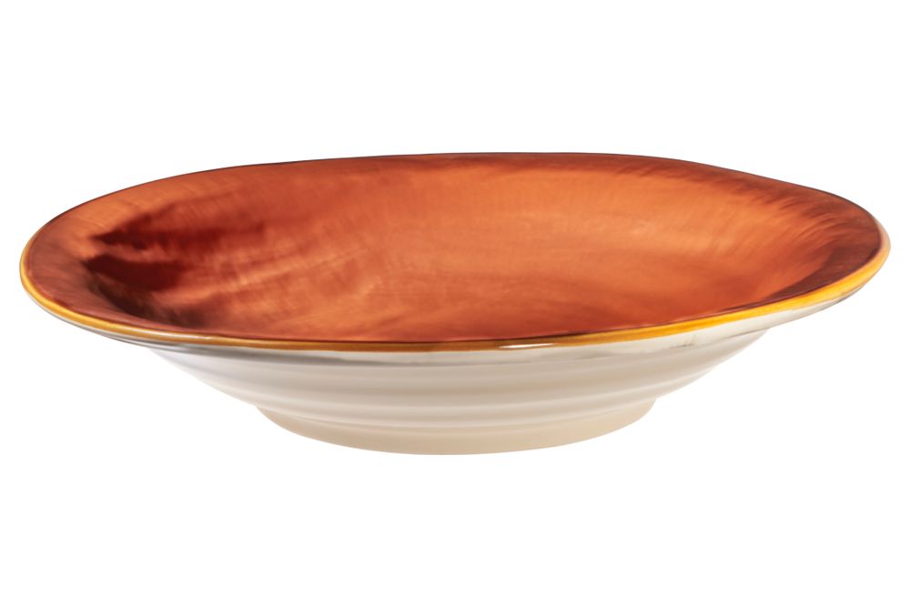 Platter and bowls - Mediterraneo  Collection - Orange Color - Tableware - Flat Plate - Soup Plate - Dessert Plate - PUEBCO