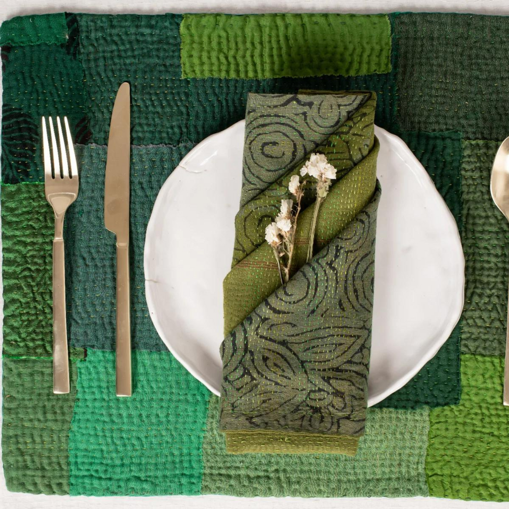 Linge de table textile - Set de table Kantha Vintage Paysage - MAISON MIEKO