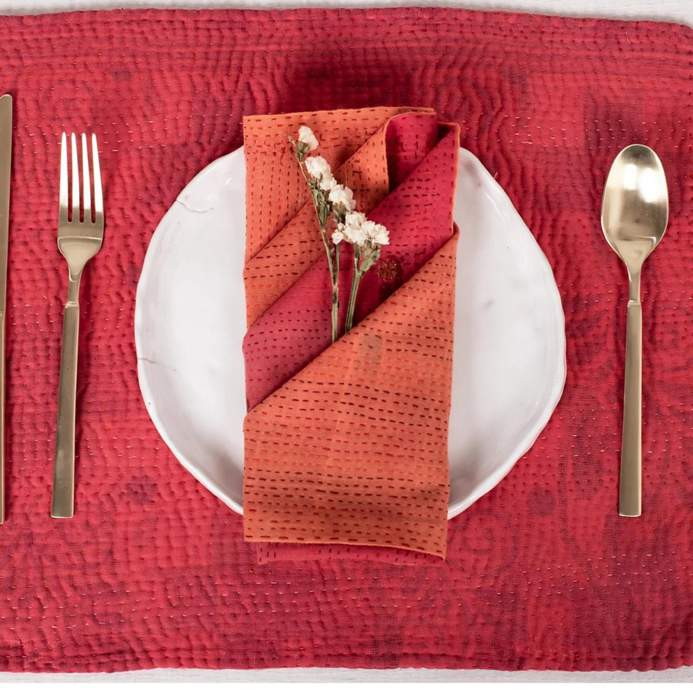 Table linen - Mosaic Fray Vintage Kantha Placemat - MAISON MIEKO