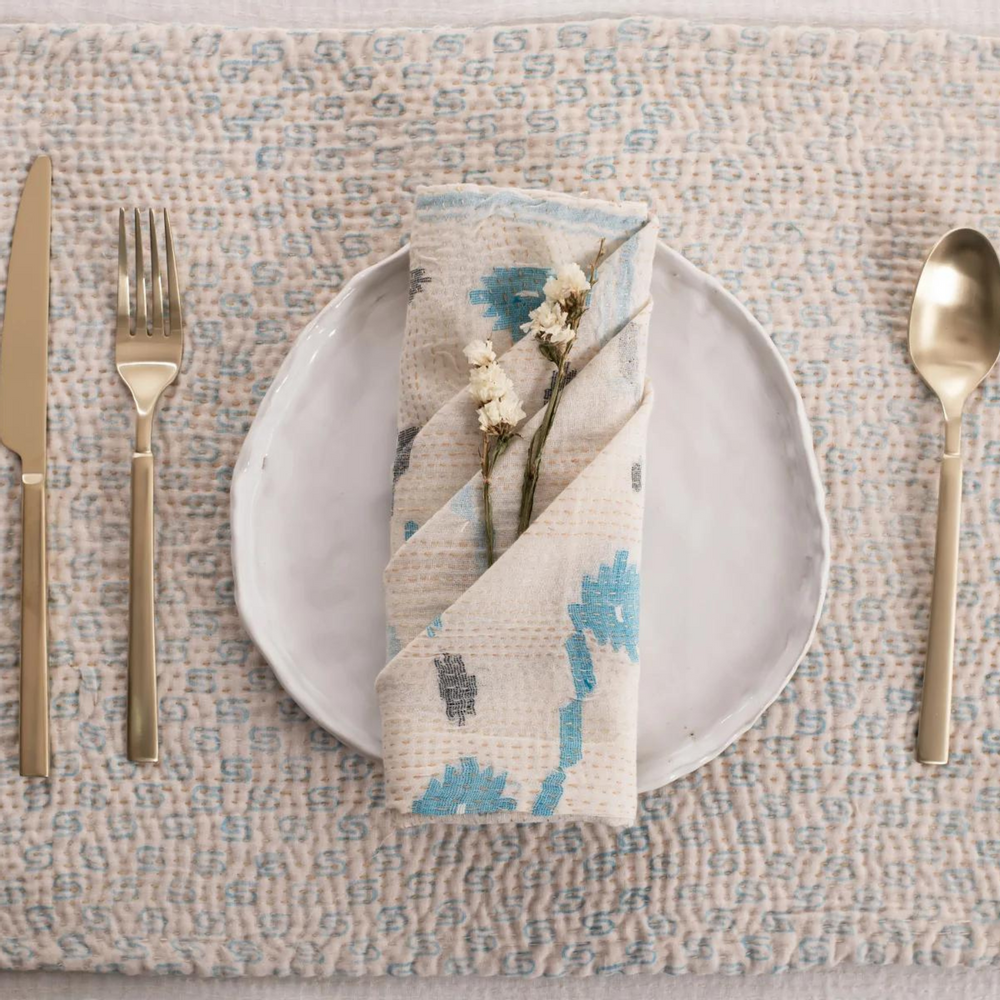 Table linen - Mosaic Fray Vintage Kantha Placemat - MAISON MIEKO