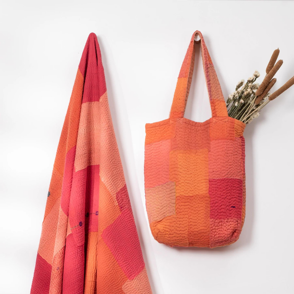 Sacs et cabas - Sac fourre-tout vintage Kantha fait main Mosaic Fray - MAISON MIEKO