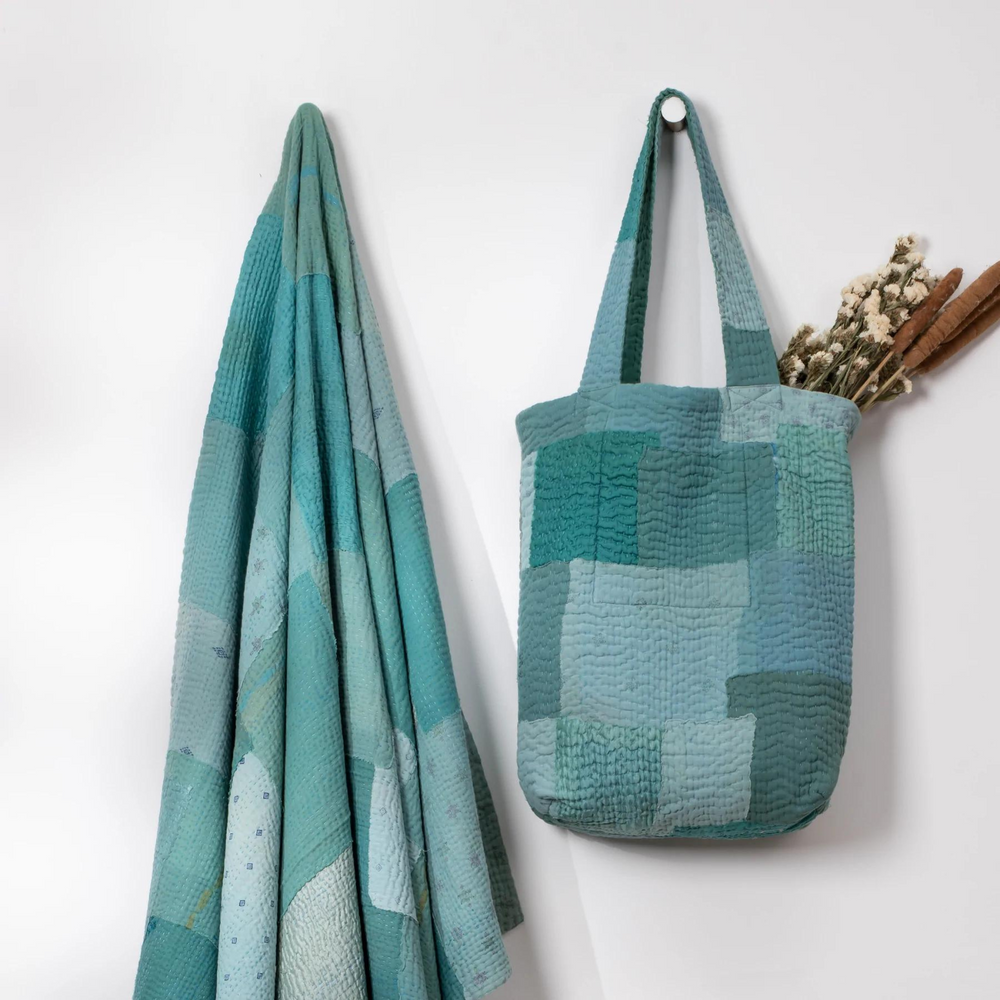 Sacs et cabas - Sac fourre-tout vintage Kantha fait main Mosaic Fray - MAISON MIEKO