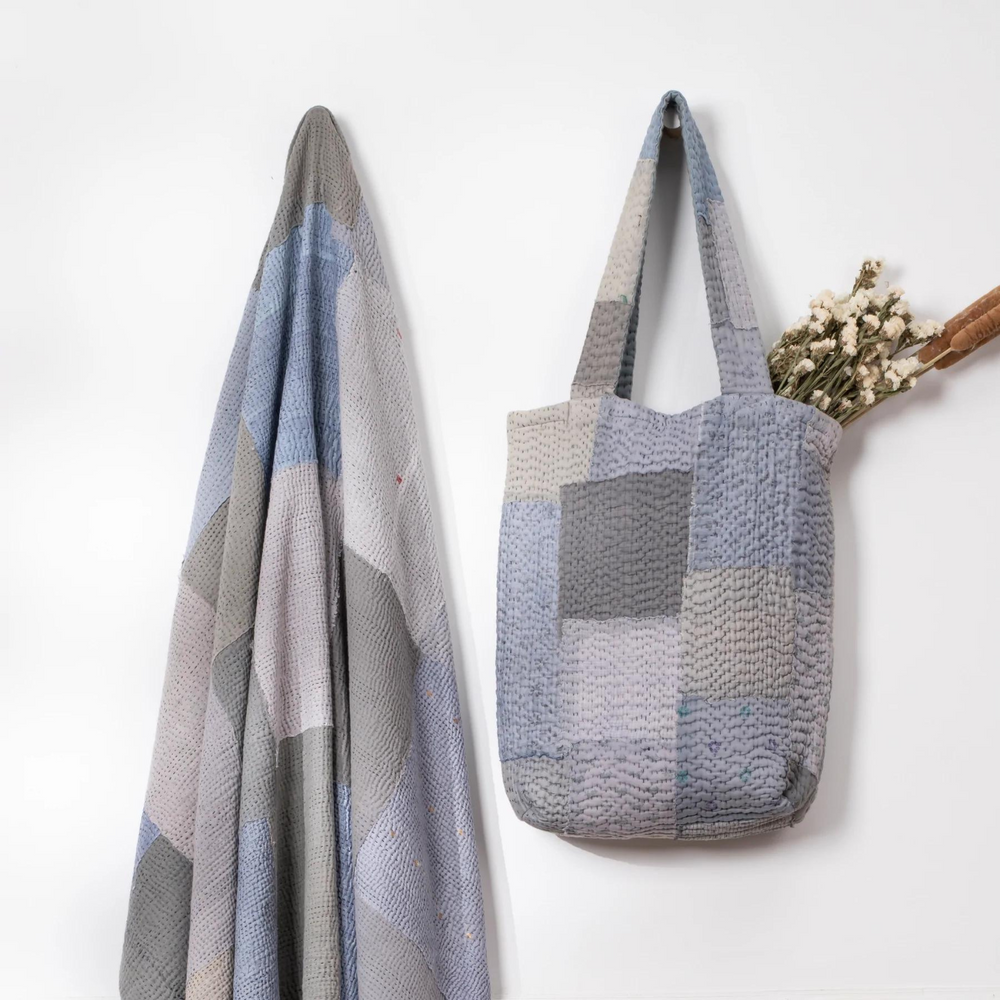 Sacs et cabas - Sac fourre-tout vintage Kantha fait main Mosaic Fray - MAISON MIEKO