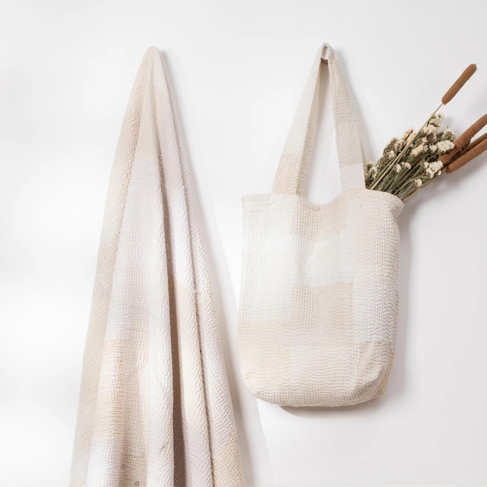 Sacs et cabas - Sac fourre-tout vintage Kantha fait main Mosaic Fray - MAISON MIEKO