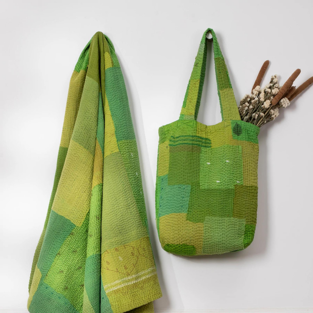 Sacs et cabas - Sac fourre-tout vintage Kantha fait main Mosaic Fray - MAISON MIEKO