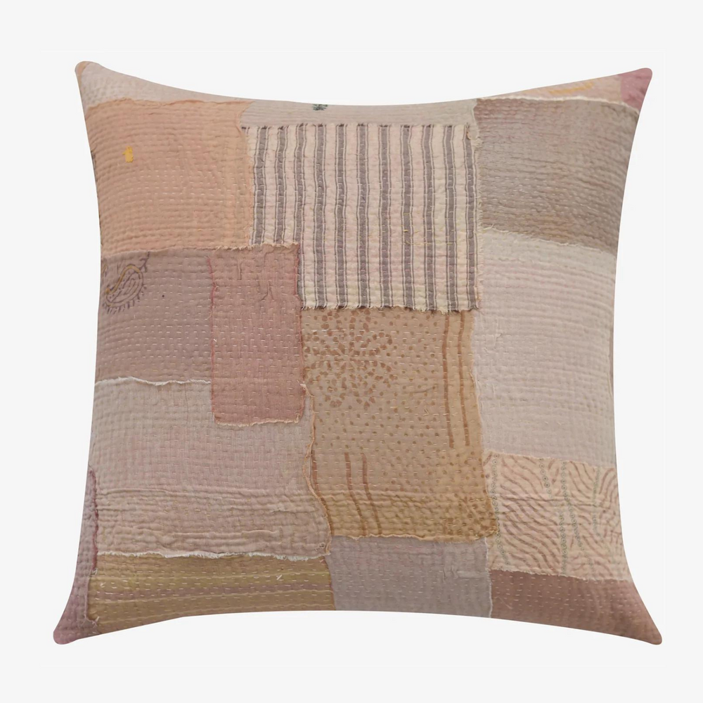 Couettes et oreillers - Taie d'oreiller Kantha vintage faite main Mosaic Fray - MAISON MIEKO