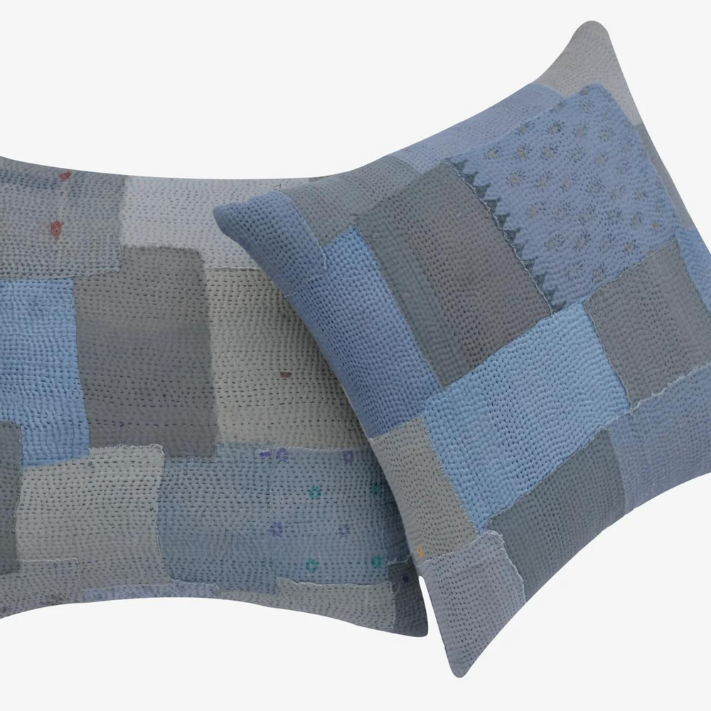 Couettes et oreillers - Taie d'oreiller Kantha vintage faite main Mosaic Fray - MAISON MIEKO