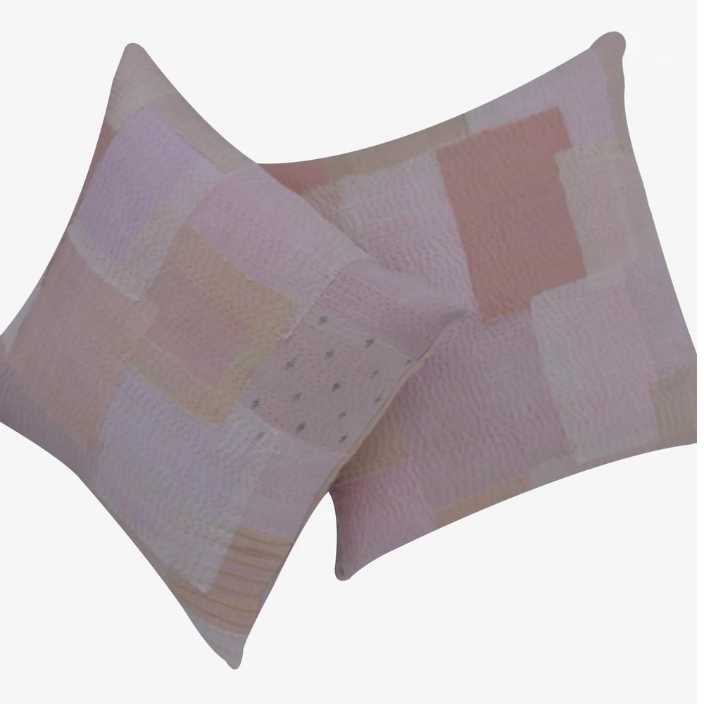 Couettes et oreillers - Taie d'oreiller Kantha vintage faite main Mosaic Fray - MAISON MIEKO