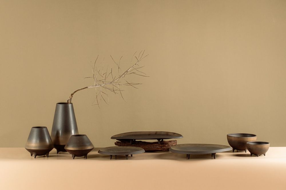 Vases - Oriental Series: OTARU20BB "New Modern" Ikebana style vase or bowl - ELEMENT ACCESSORIES