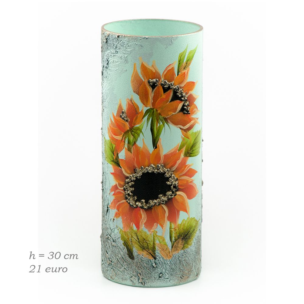 Vases - Art decorated glass cylinder vase for flowers - 7ART SP. Z O.O.