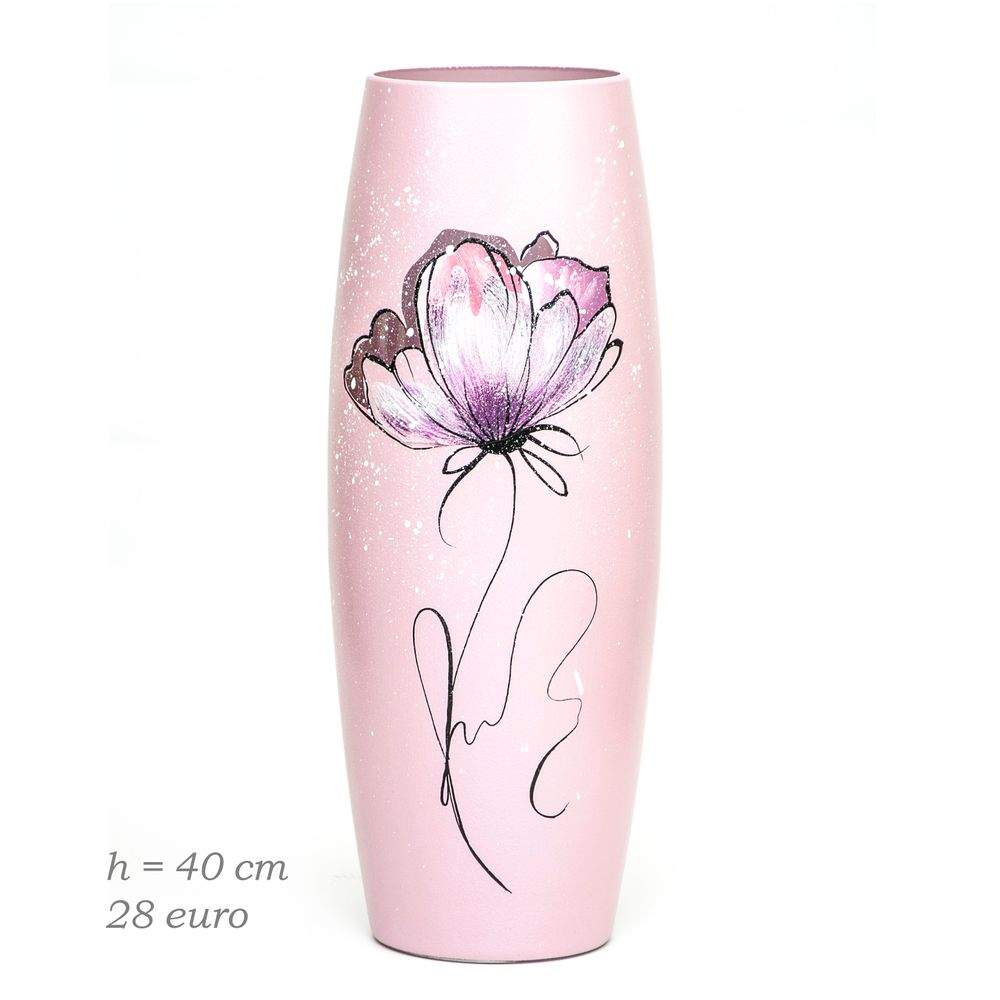 Vases - Art decorated glass barrel vase for flowers - 7ART SP. Z O.O.
