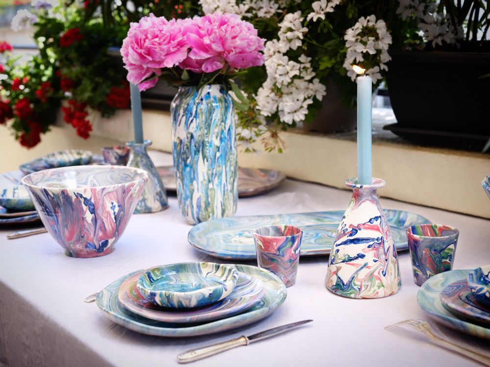 Decorative objects - ceramic plate, table service - IOM INES-OLYMPE MERCADAL
